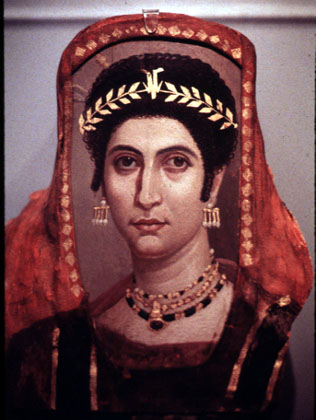 Encaustic portrait of Isidora, Fayum, Egypt, early 2nd century C.E.