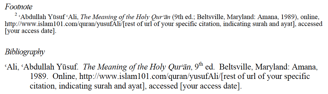 How to Format a Qur'an Citation