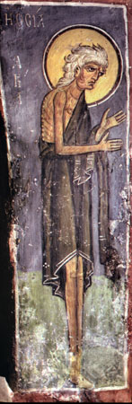 St. Mary of Egypt, 12th-century fresco, Church of the Panagia Phorbiotissa, Asinou, Cyprus