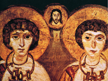 Sts. Serge and Bacchus, 7th century icon (Monastery of St. Catherine of Alexandria, Sinai Desert)