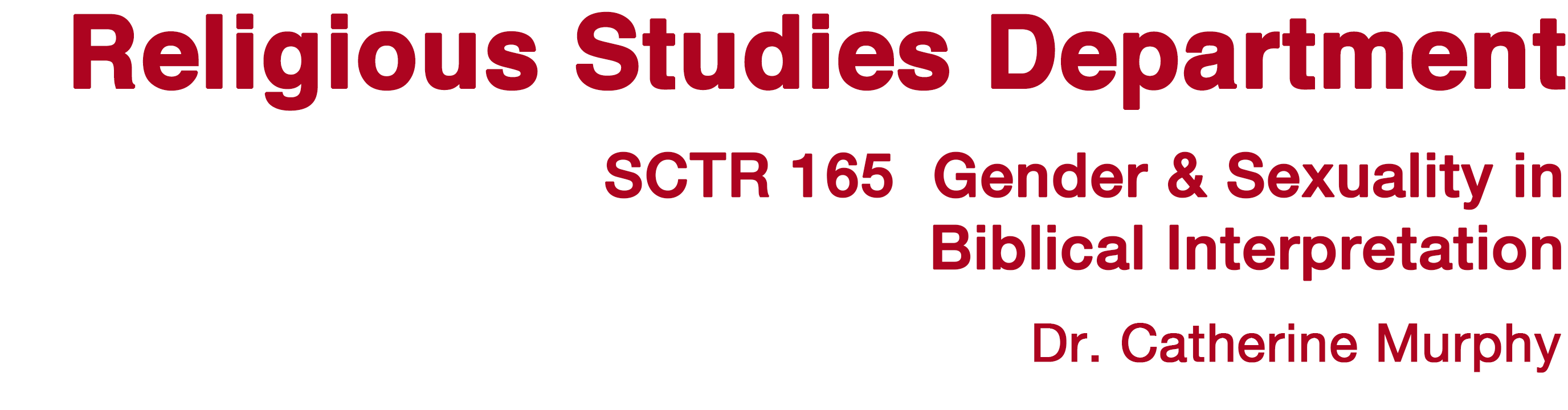 Religious Studies Department, SCU